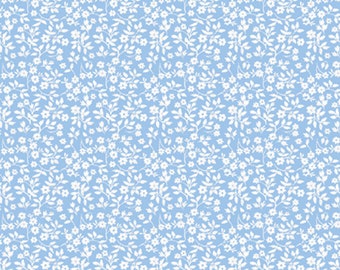 Dolls House Wallpaper 1/12th or 1/24th scale Very small pattern Baby Blue Floral #852