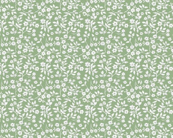 Dolls House Wallpaper 1/12th or 1/24th scale Very small pattern Light Sage Green Floral #857