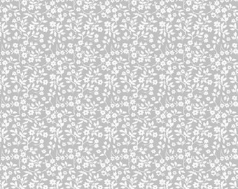 Dolls House Wallpaper 1/12th or 1/24th scale Very small pattern Light Grey Floral #853