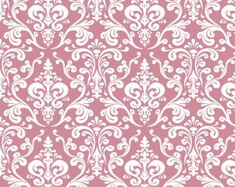 Dolls House Wallpaper 1/12th or 1/24th scale Quality Paper Dark Pink and White Damask Design Miniature #437