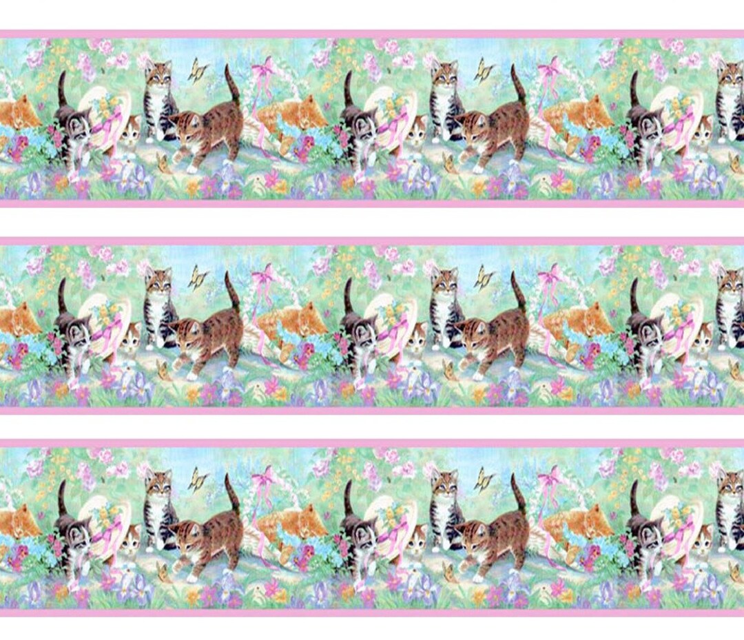 Dolls House Wallpaper Border Cats Kittens 77 Ins Long 1/12th or 1/24th