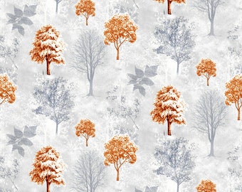 Dolls House Wallpaper 1/12th or 1/24th scale Grey background Orange Gold Trees  #820