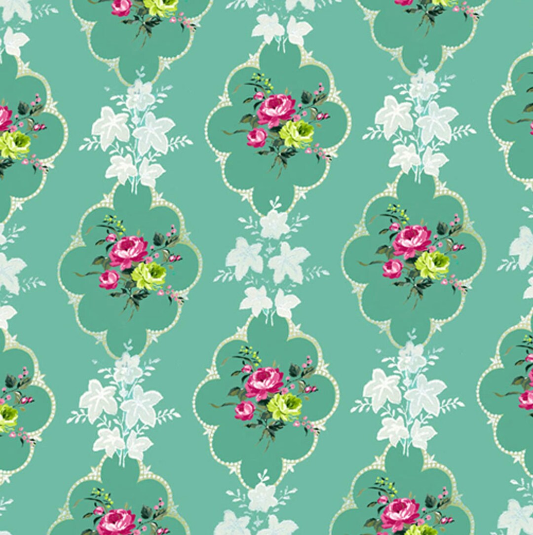 Dolls House Wallpaper 1/12th or 1/24th Scale Quality Paper Green Floral