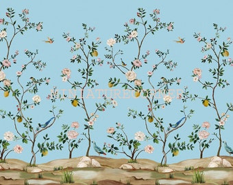 Dolls House Wallpaper Scenic Mural Blue Birds Qualité Papier Miniature #30