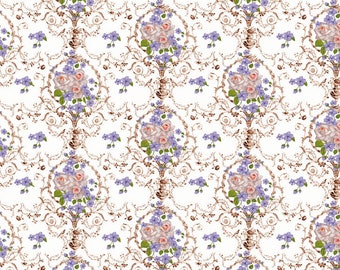 Dolls House Wallpaper 1/12th or 1/24th scale Brown Background Floral Miniature #833