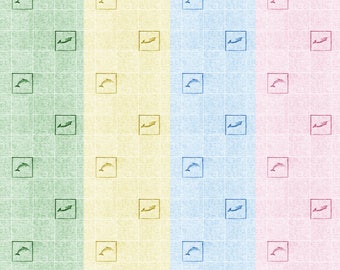 Dolls House Wallpaper 1/12th or 1/24th scale Choice of Blue Pink Green Cream Bathroom Dolphins