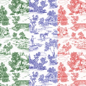Dolls House Wallpaper 1/12th or 1/24th scale Choice of Blue Red or Green Toile