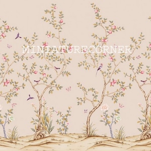 Dolls House Wallpaper Scenic Mural  Birds Quality Paper Miniature #27