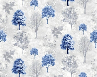 Dolls House Wallpaper 1/12th or 1/24th scale Grey background Blue Trees  #819