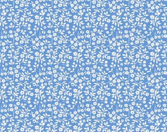 Dolls House Wallpaper 1/12th or 1/24th scale Very small pattern Sky Blue Floral #851