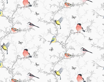 Dolls House Wallpaper 1/12th or 1/24th scale Quality Paper Birds Grey Miniature #843