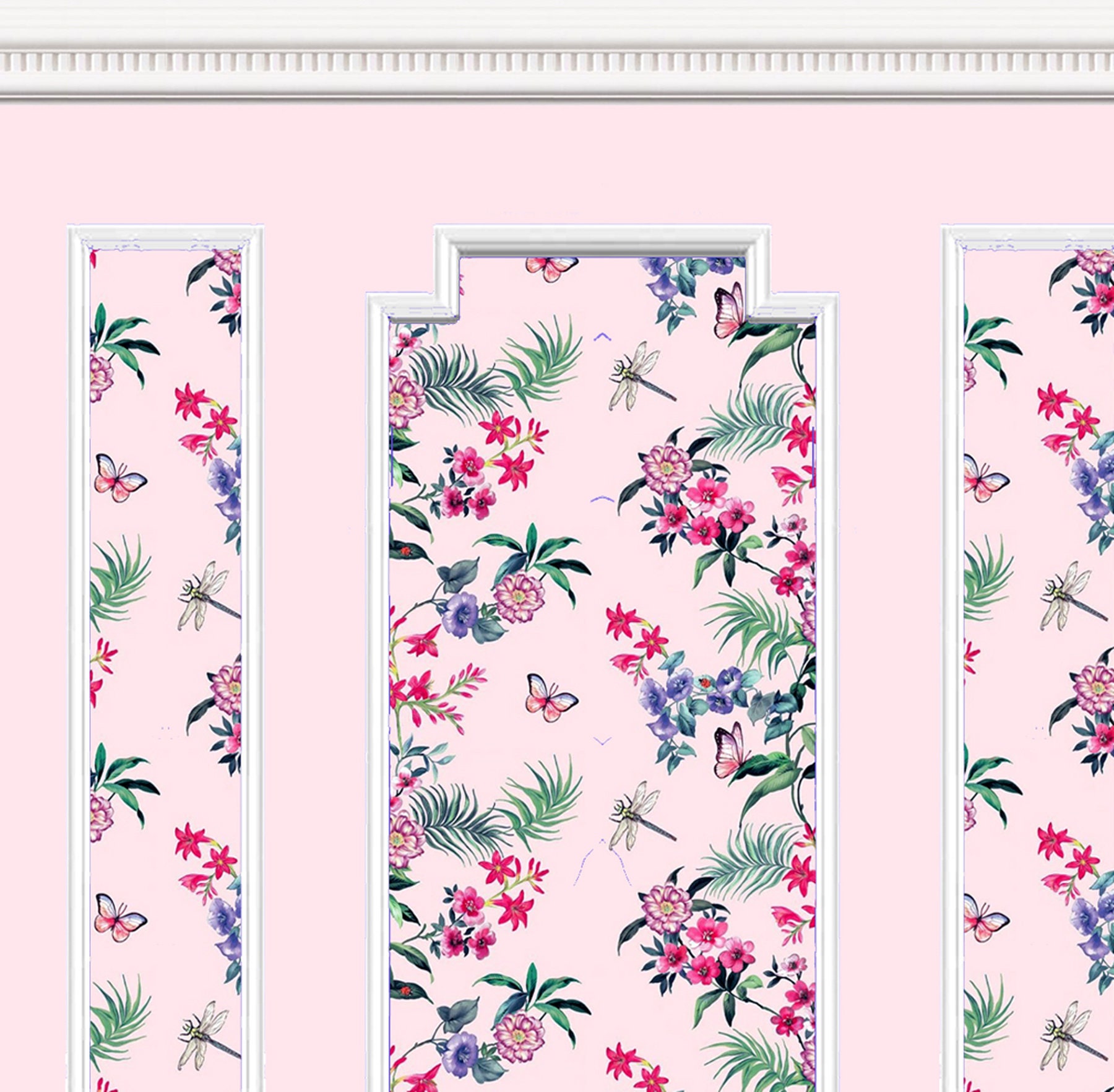 Dolls House Wallpaper 1/12th 1/24th scale Pink Butterflies Quality Paper #210 