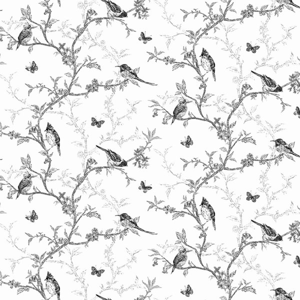 Dolls House   Wallpaper 1/12th or 1/24th scale Quality Paper  Black & White Birds Miniature #404