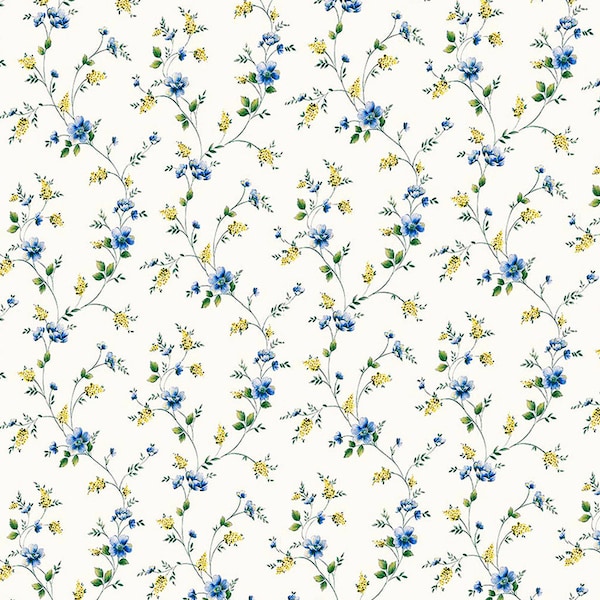 Dolls House   Wallpaper 1/12th or 1/24th scale Quality Paper Blue Floral #233
