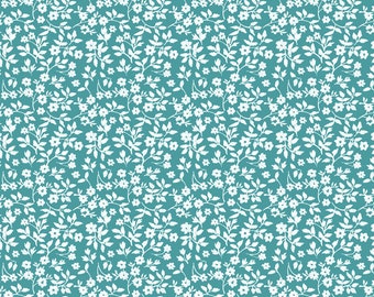 Dolls House Wallpaper 1/12th or 1/24th scale Very small pattern Teal Floral #849