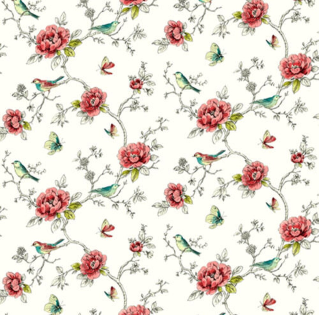 Dolls House Wallpaper 1/12th or 1/24th Scale Quality Paper Birds Pink