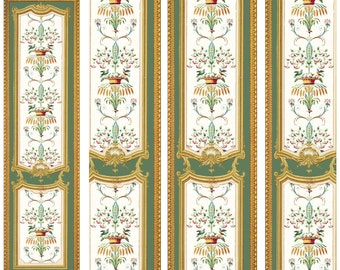 Victorian Wall Panels Wallpaper 1 12ème ou 1 24ème échelle #14 Dolls House Miniature