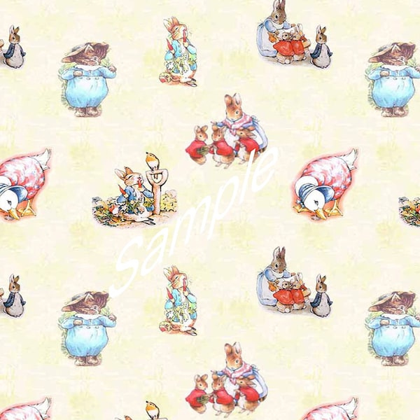 Dolls House Wallpaper 1/12th or 1/24th scale Quality Paper Cream Bunnies Nursery Miniature #134