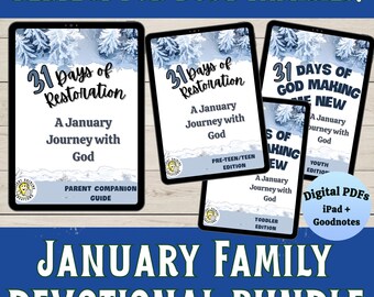 31 Days of Restoration Family Devotional Bundle (Digital PDF) | Parent, Pre-Teen, Child & Toddler | Clickable TOC