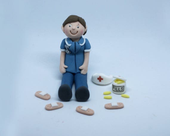Handmade Sugar Edible Nurse Fondant Cake Topper Decoration Etsy