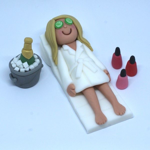 Handmade Personalised Edible Sugar Spa Lady Birthday Cake Topper Decoration