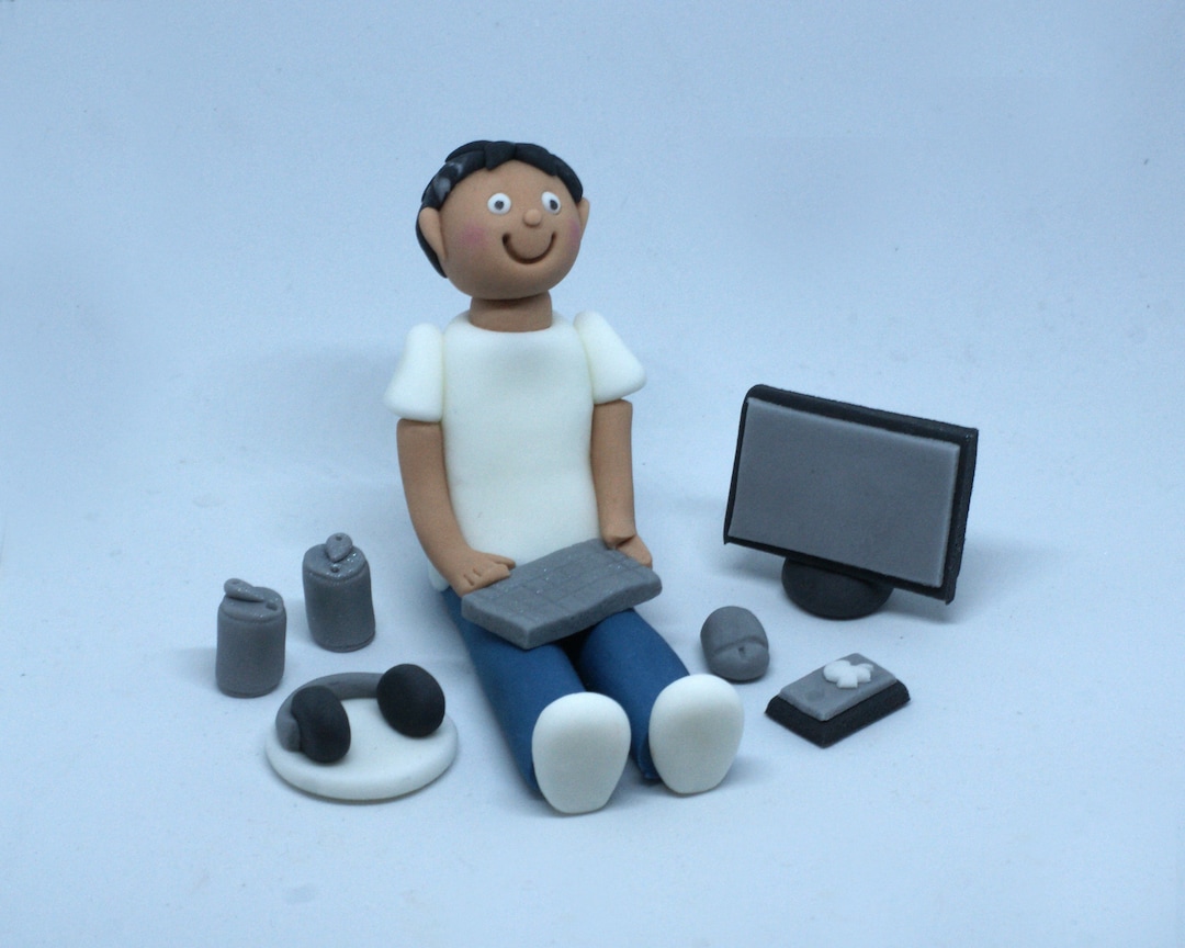 Handmade Edible Sugar Tech Computer Man iPhone Birthday Cake Topper ...
