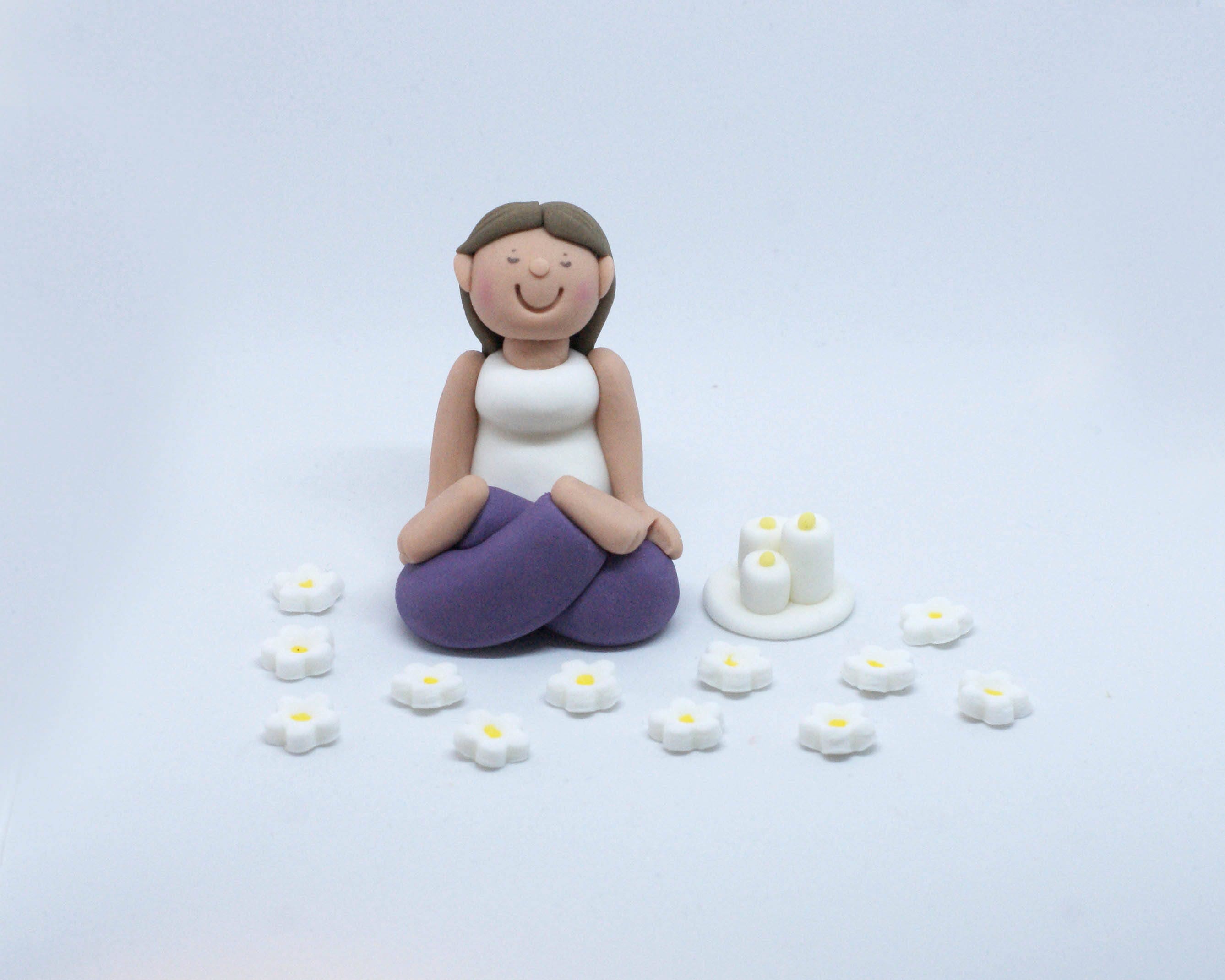 Azúcar hecho a mano comestible Yoga Pilates Lady Fondant Cake