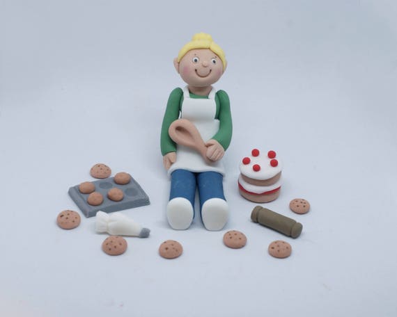 Handmade Edible Sugar Lady Baker Fondant Cake Topper/decoration - Etsy