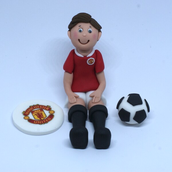 Handmade Sugar Edible Football Footballer Cake Topper Decoration
