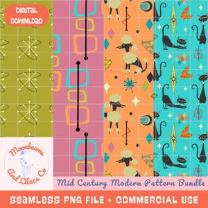 Mid Century Modern Cats & Poodles Seamless Pattern Bundle (Digital Download)