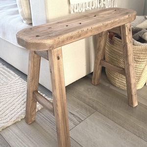 Banc en bois rustique | Mini-banc | style vintage | Table d'appoint | Fait main l Décor | Entrée