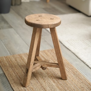 A-shape Vintage-style Round Stool | Rustic | Accent Piece | Side Table ...