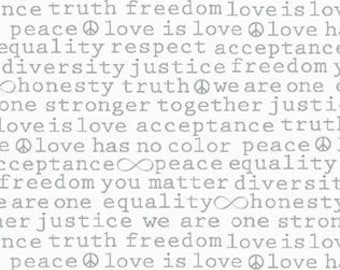 Patchwork fabric - Michael Miller - Graydation - Peace and Harmony - Font - White