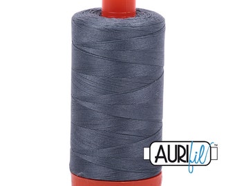 Aurifil Mako 50wt - 1246 - Dark Grey - sewing thread, patchwork thread, quilting thread - 1300 m - orange spool