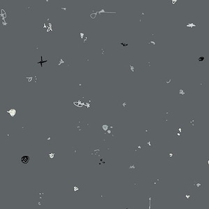 Könnte beinhalten: Ein grauer Hintergrund mit einer Vielzahl von schwarzen und weißen abstrakten Formen und Linien.