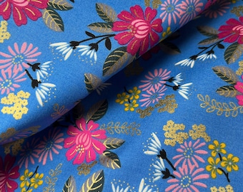 Patchwork fabric - Ruby Star Society - Reign - Rashida Coleman - Eminence - Floral pattern - Royal Blue - Blue - 0.25 m