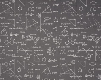 Tissu patchwork - Robert Kaufmann - Expo-sciences, chiffres, formules, équations - gris - 0,25 m