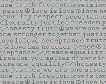 Patchwork fabric - Michael Miller - Graydation - Peace and Harmony - Font - Gray