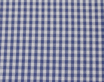Tissu coton - tissu tissé - Carreaux Vichy bleu 3 mm - 0,5 m
