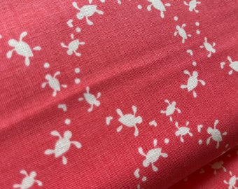 Tissu patchwork - "Saltwater" - Tortues Blanc Rosa / Rose