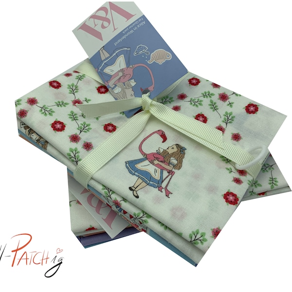 Stoffpaket Patchwork Craft Cotton Fat Quarter Paket - Alice in Wonderland