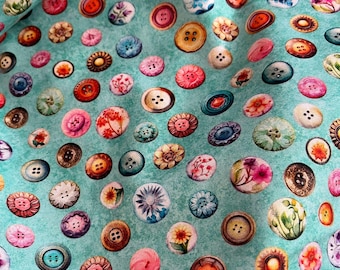 Patchwork fabric - QT Fabrics - In Stitches - Buttons Mint - Buttons - Sewing machines - Singer - grey 0.25 m