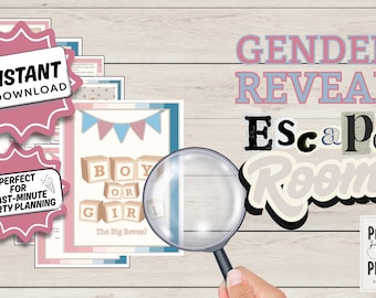 Gender Reveal Escape Room Game: Printable Puzzle, Video Reveal (Instant Download, PDF)