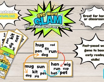 CVC Word Game: Phonics Card Game for Kindergarten (PDF Download)