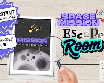 Space Mission Escape Room: Kids Printable Puzzle Game (Ages 5-8) (Instant Download)