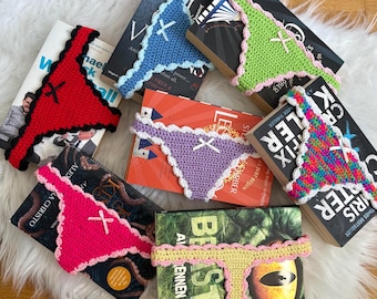 Crochet Thong Bookmark | Funny Novelty Book Lover Gift | Handmade Panty Bookmark