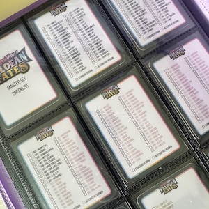 Cartas de lista de verificação FÍSICA do Pokémon TCG para conjuntos S&V (listas de verificação padrão ou mestre do tamanho de uma carta)