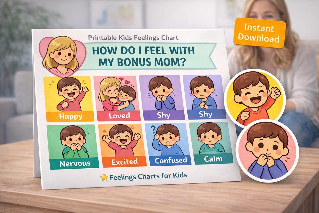 Bonus Mom Feelings Chart | Kids Emotions, Co-parenting (digital ...