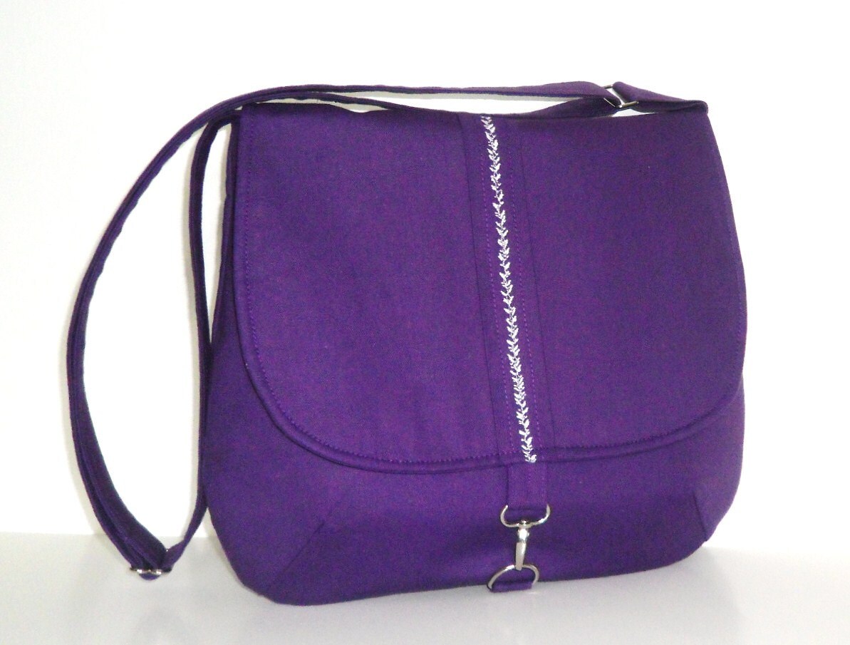 Purple Canvas Messenger Bag. Purple Messenger Bag. Purple Etsy