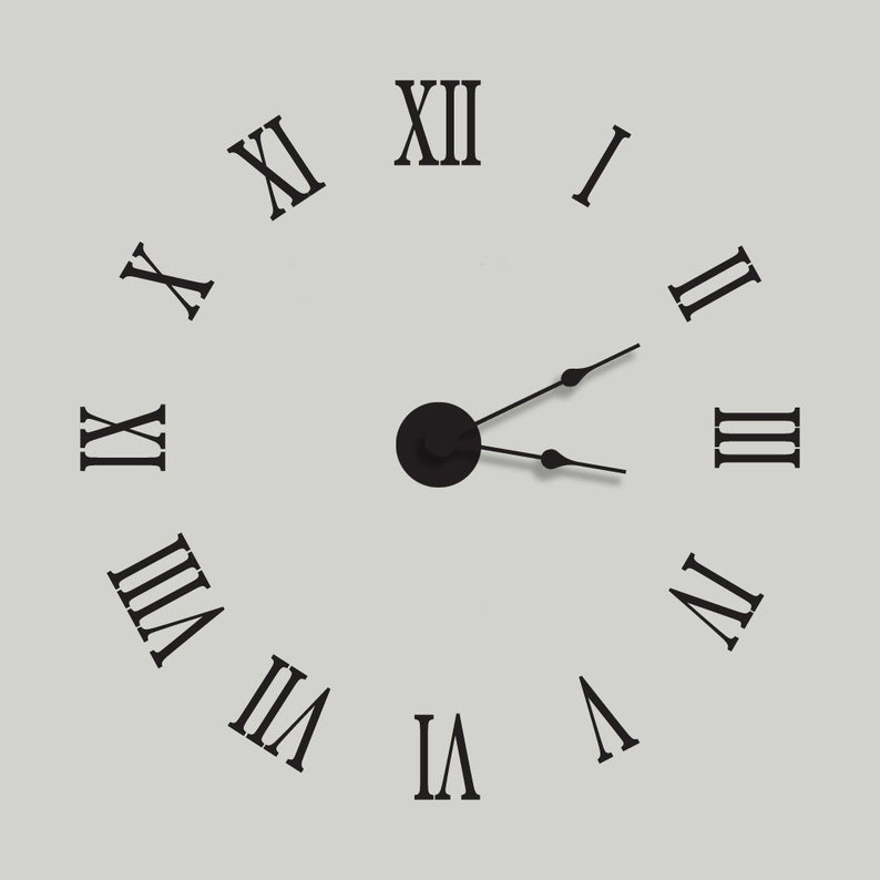 large wall clock vinyl wall decal clock kit with extra large | etsy